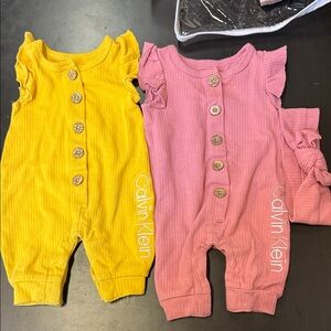 Calvin Klein Yellow and Pink Kids Bodysuits